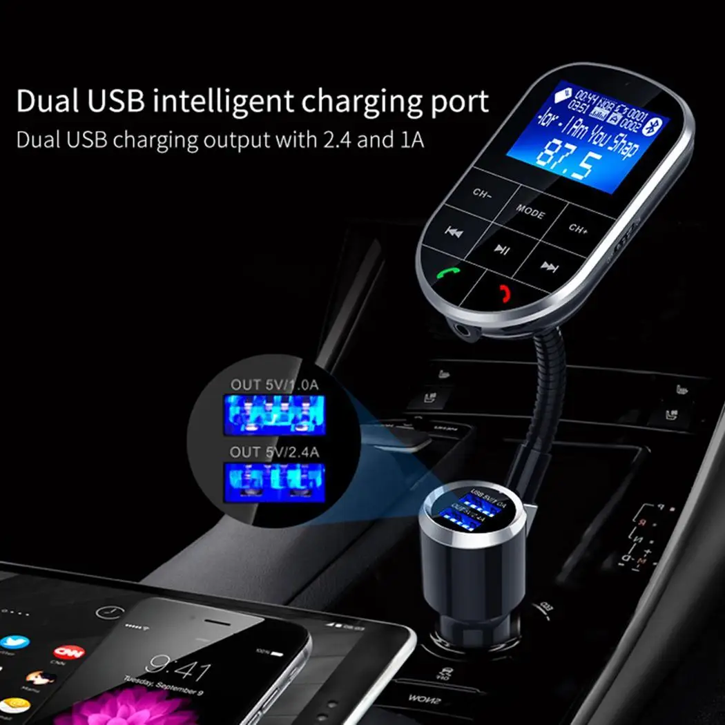 Портативное автомобильное зарядное устройство Bluetooth автомобильный FM 0 2