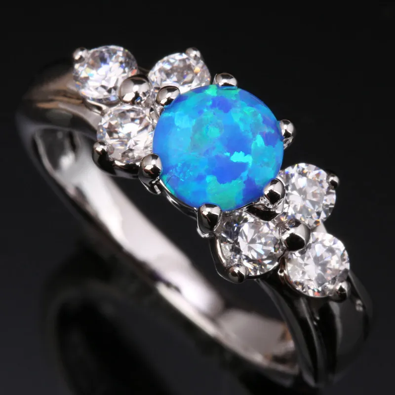 Голубой огненный опал и серебряное покрытие серебряные ювелирные изделия для