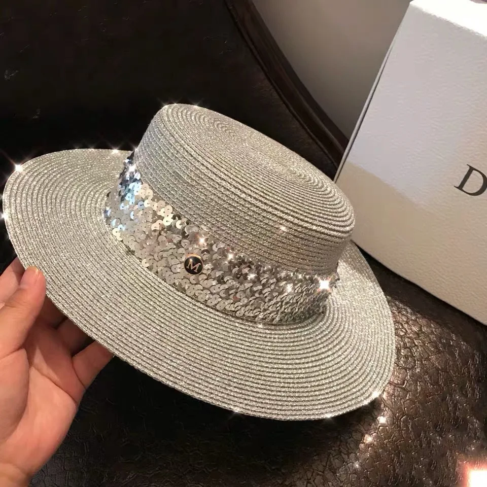 Мужская и Женская Вязаная Шляпа Fedora Пляжная вязаная шляпа из золотой серебряной