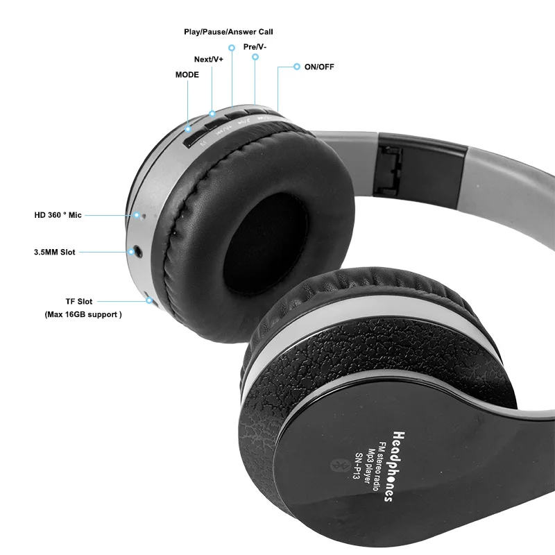 Bluetooth гарнитура CHICLITS беспроводные складные музыкальные спортивные наушники для