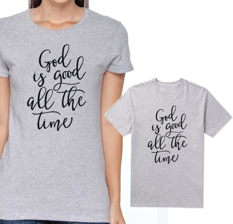 Женская футболка с надписью God Is Good All The Time серая Винтажная 2019|Футболки| |