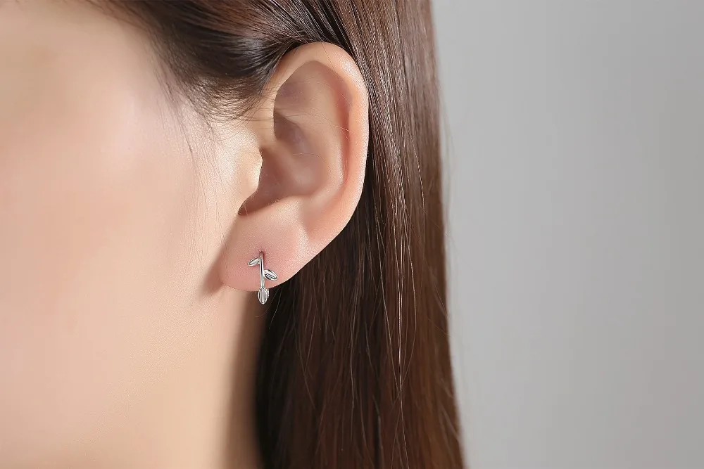 Wholesale Jewelry Elegant Earrings for Girl Wedding Gift Sterling Silver Stud Women Free Box Leaf Design | Украшения и аксессуары