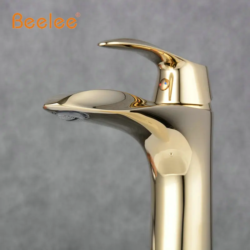 

Beelee Solid Brass Gold Faucet Bathroom Bath Faucet Single Hole Bathroom Faucet Gold Basin Faucet Torneira para Banheiro BL1052G