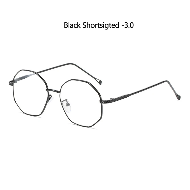 black myopia 3.0 Zilead, полигональные металлические очки для близорукости, женские и мужские, прозрачные близорукие очки, близорукие очки с-0.5to-4,0 - Цвет оправы: black myopia 3.0