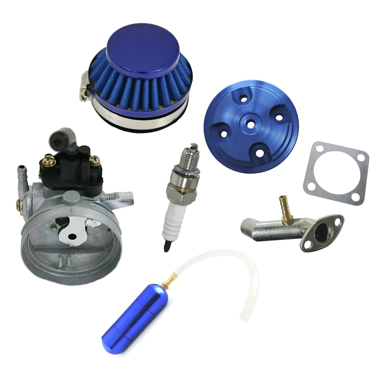 

CNC Blue Cylinder Head Cover Power Boost Bottle Fit 80cc Motorized Bike Engine