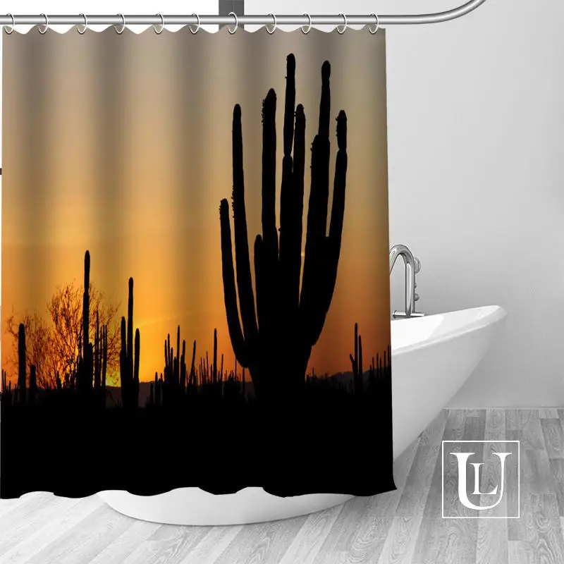 

Hot New Eco-friendly cactus Shower Curtain Custom Bathroom Curtain modern Polyester Fabric Thick Waterproof Mildew