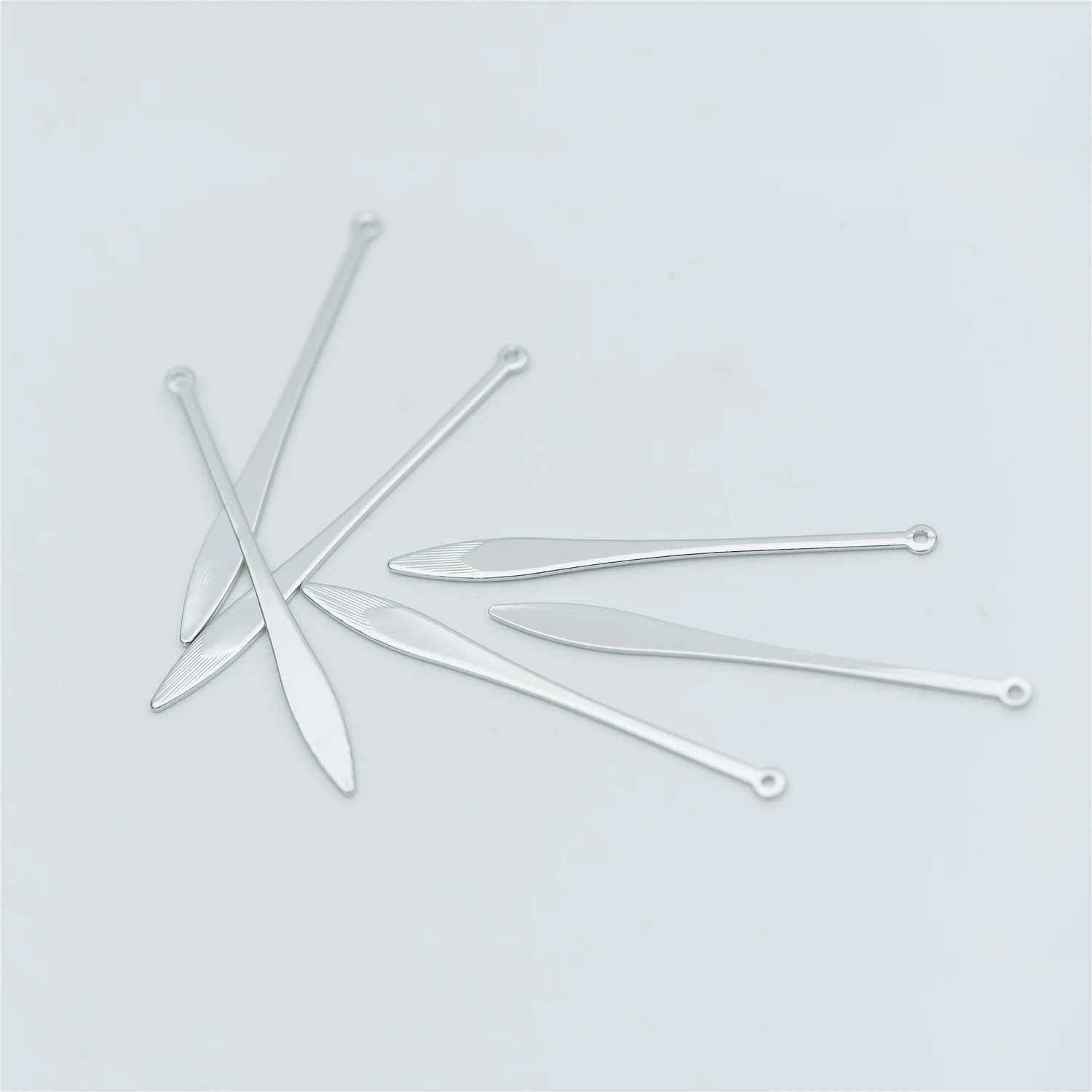 Длинные Подвески серебряного цвета 18 мм Родиевые латунные подвески-палочки 10 шт.