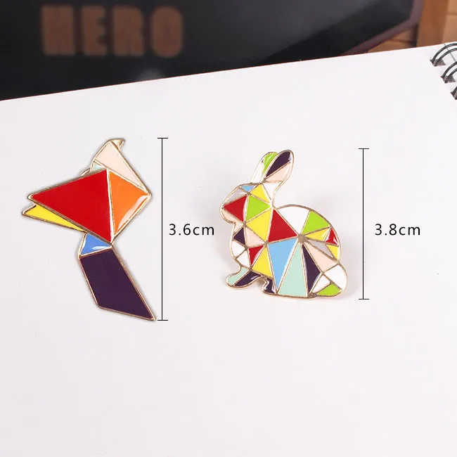 1 PC British Designer Badge Geometric Brooch Colorful Rabbit and Bird Brooches Metal Decoration Badges | Дом и сад