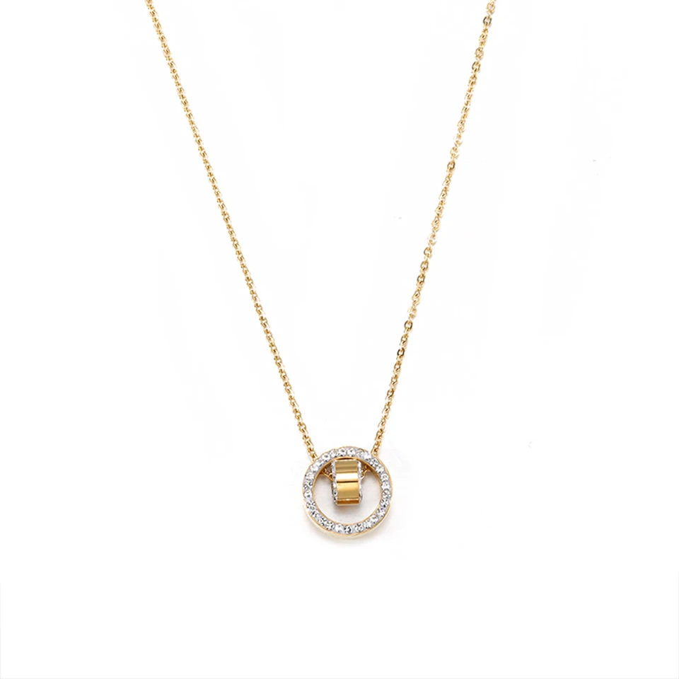 Lucky Bead Циркон титановая цепочка с подвеской из нержавеющей стали Золотая цепочка, колье инкрустированный Циркон Модные женские ювелирные изделия подарок