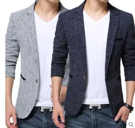 

Spring large size casual suits mens korean business men's lattice small suit thin slim youth jacket men coat blue black grey