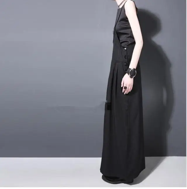 Летний Новый Стиль Дизайн Женские черные большие ноги ремни широкие брюки