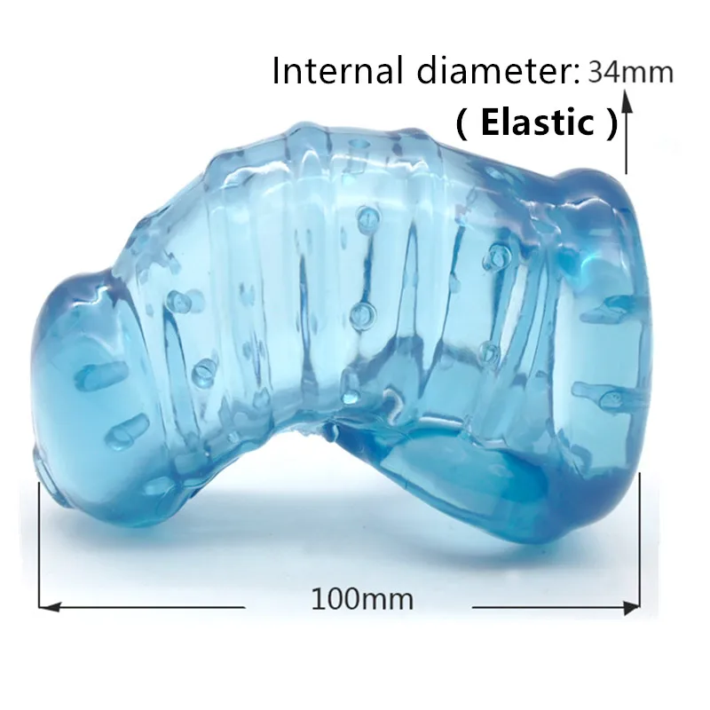 Супер мягкий пояс целомудрия Чехол Целомудрие с прозрачными и голубыми
