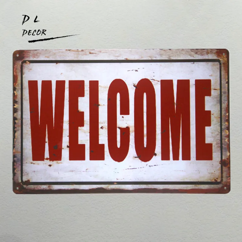 

DL-Welcome винтажный знак кафе-бар магазин антикварная настенная живопись