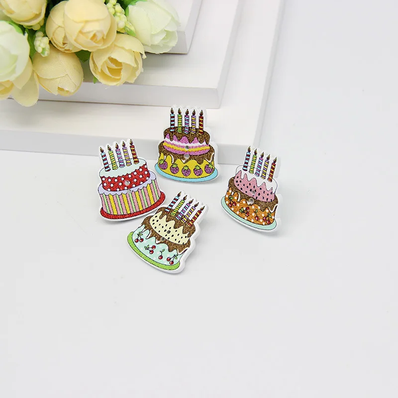 50 шт 2 отверстия многоцветные деревянные кнопки смешанного цвета красивые