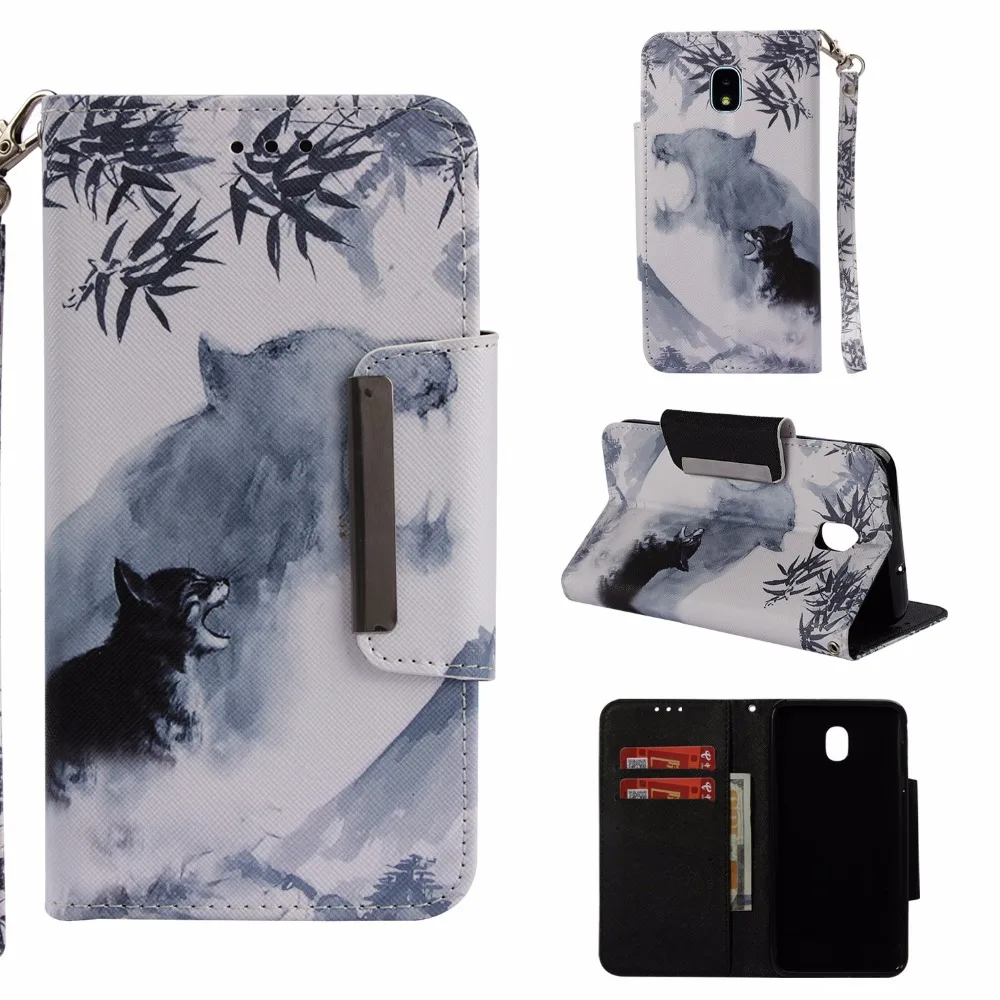 3D patterns flip cover for Samsung j7 2018 case PU Leather Flip Folio Phone Case with card pocket | Мобильные телефоны и