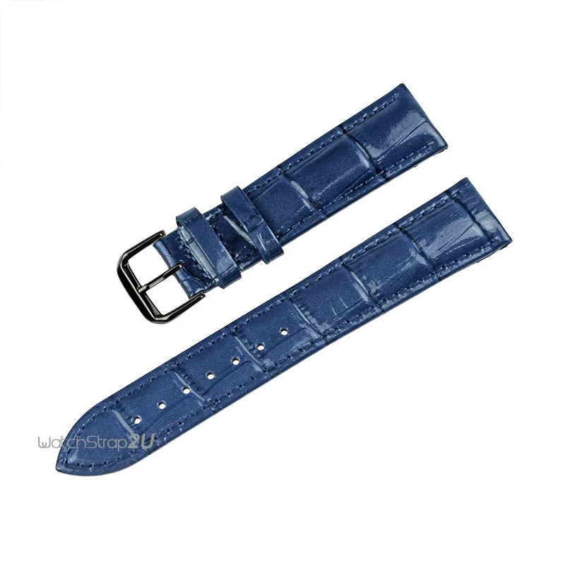 Блестящий бамбуковый узор кожаный черный ремень для часов штырь Пряжка ремешок 18