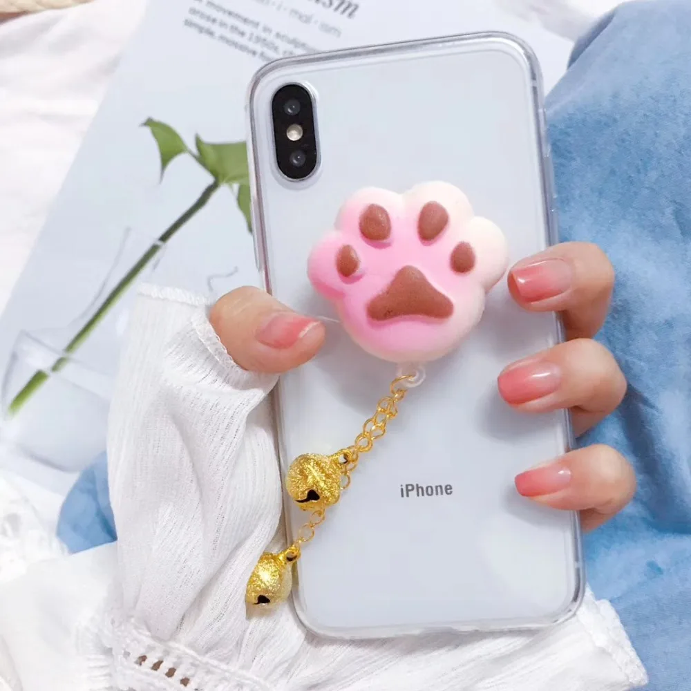 3D кошка лапой мягкими телефон чехол для iPhone X 6 7 8 Plus Clear ТПУ Силиконовый гель