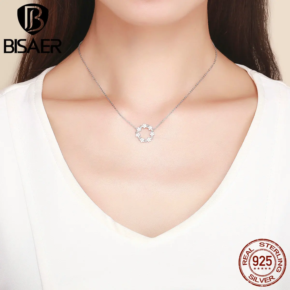 Женское колье из серебра 925 пробы с фианитом | Украшения и аксессуары