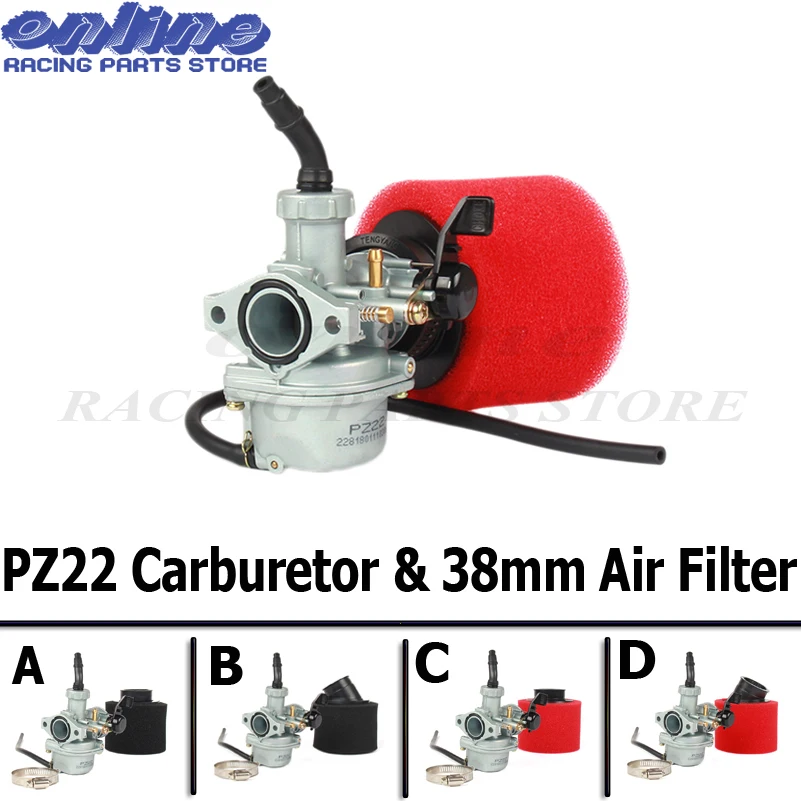 Карбюратор двигателя PZ22 22 мм и воздушный фильтр 38 для Keihi 110cc 125cc KAYO Apollo Bosuer xbikes Kandi
