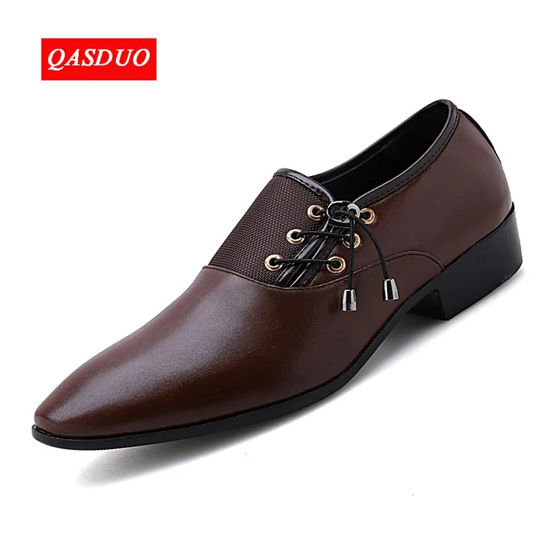 

QASDUO/брендовые Классические Мужские модельные туфли с острым носком; мужские черные свадебные туфли из лакированной кожи; оксфорды; официал...