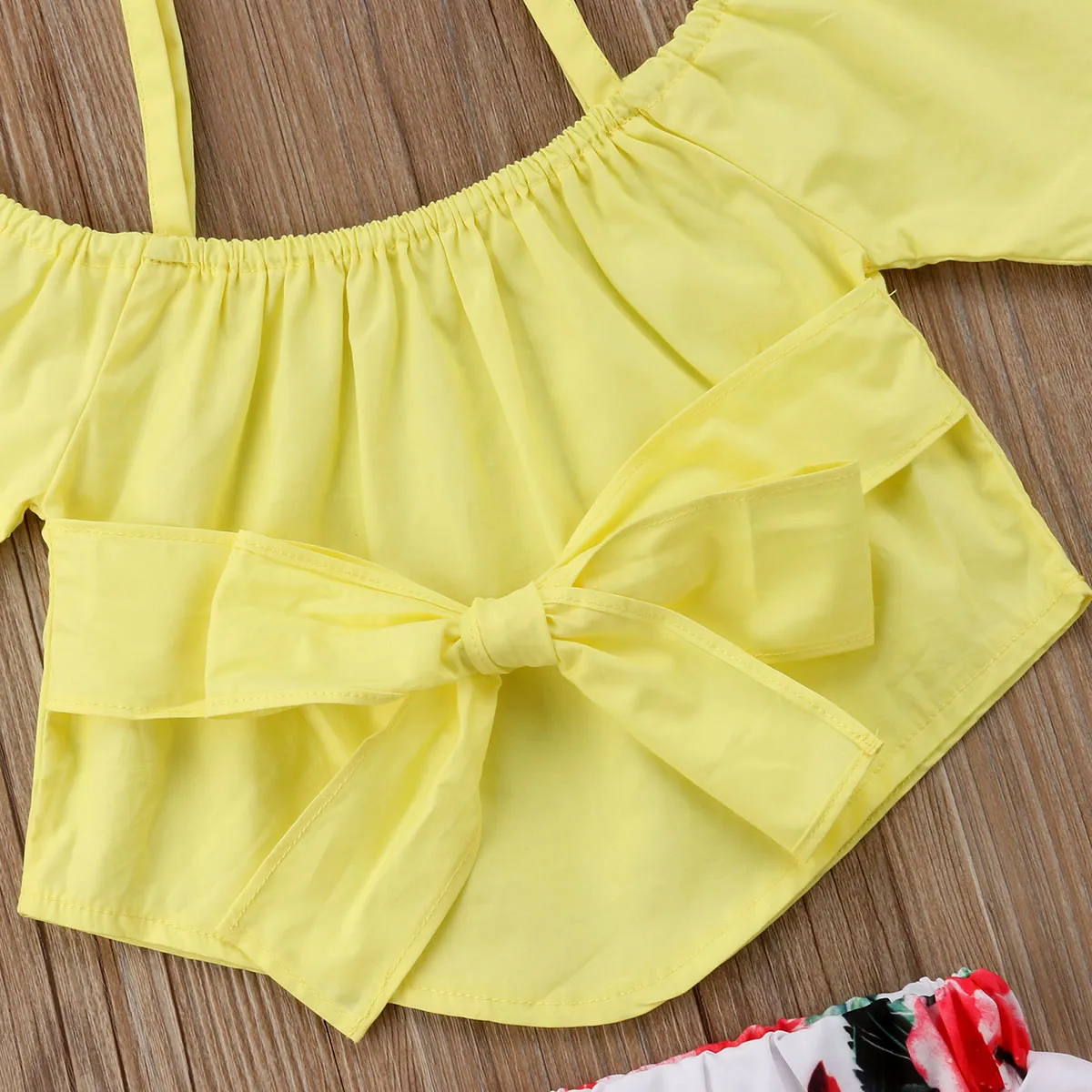 Для маленьких девочек s малыш с открытыми плечами бантом футболка короткими