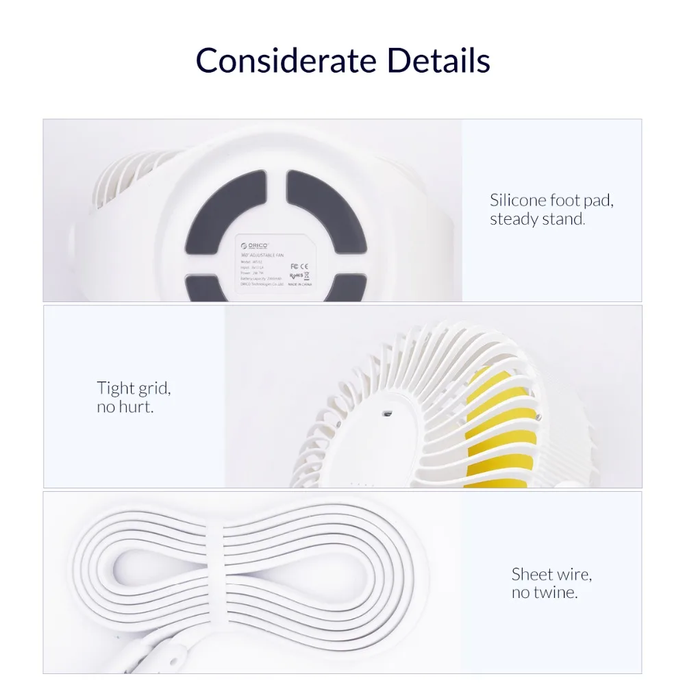 Портативный Настольный вентилятор ORICO перезаряжаемый мини USB с воздушным