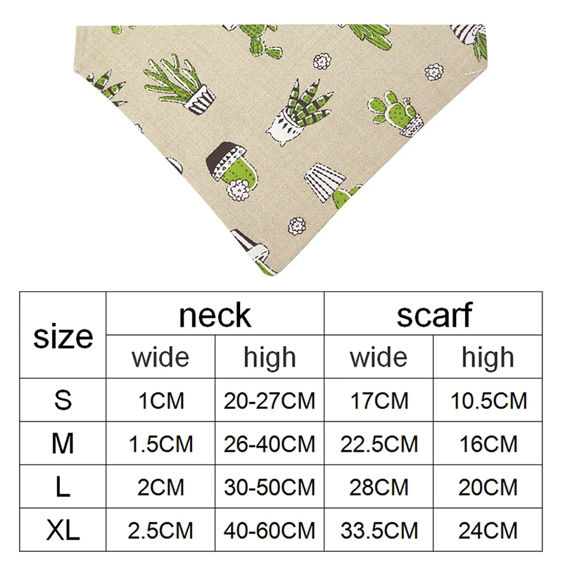 

Cotton Cactus Pattern Pet Saliva Towel with Buckle Small Dogs Bandana Accessories Collar For party Pets Supplies Cat Products