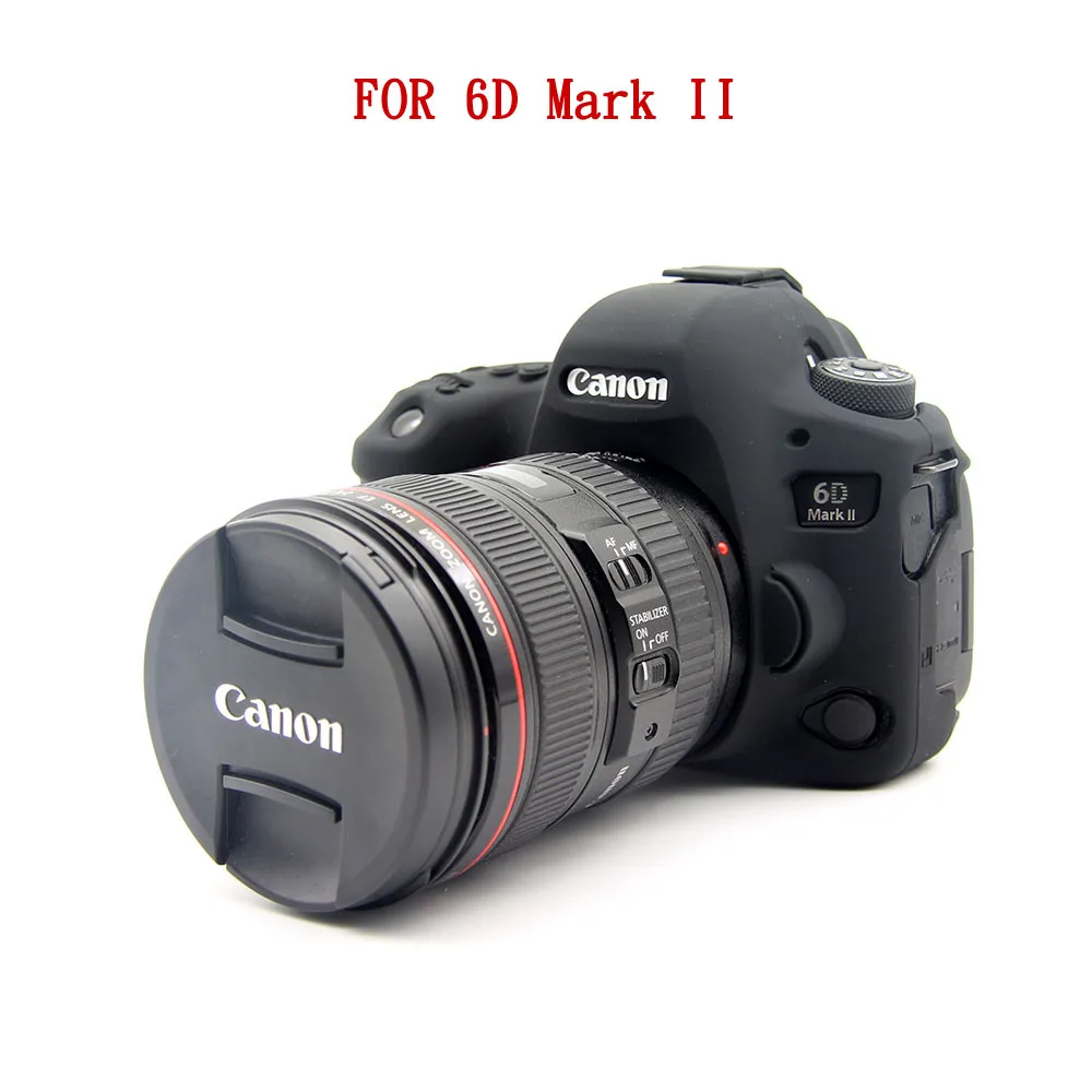 6DMarkII Black Силиконовый чехол для Canon EOS 6D 80D 77D 70D DSLR камера корпус 5D Mark IV 5D4 6D Mark II 200D 1300D 1500D мягкий протектор - Цвет: 6DMarkII Black