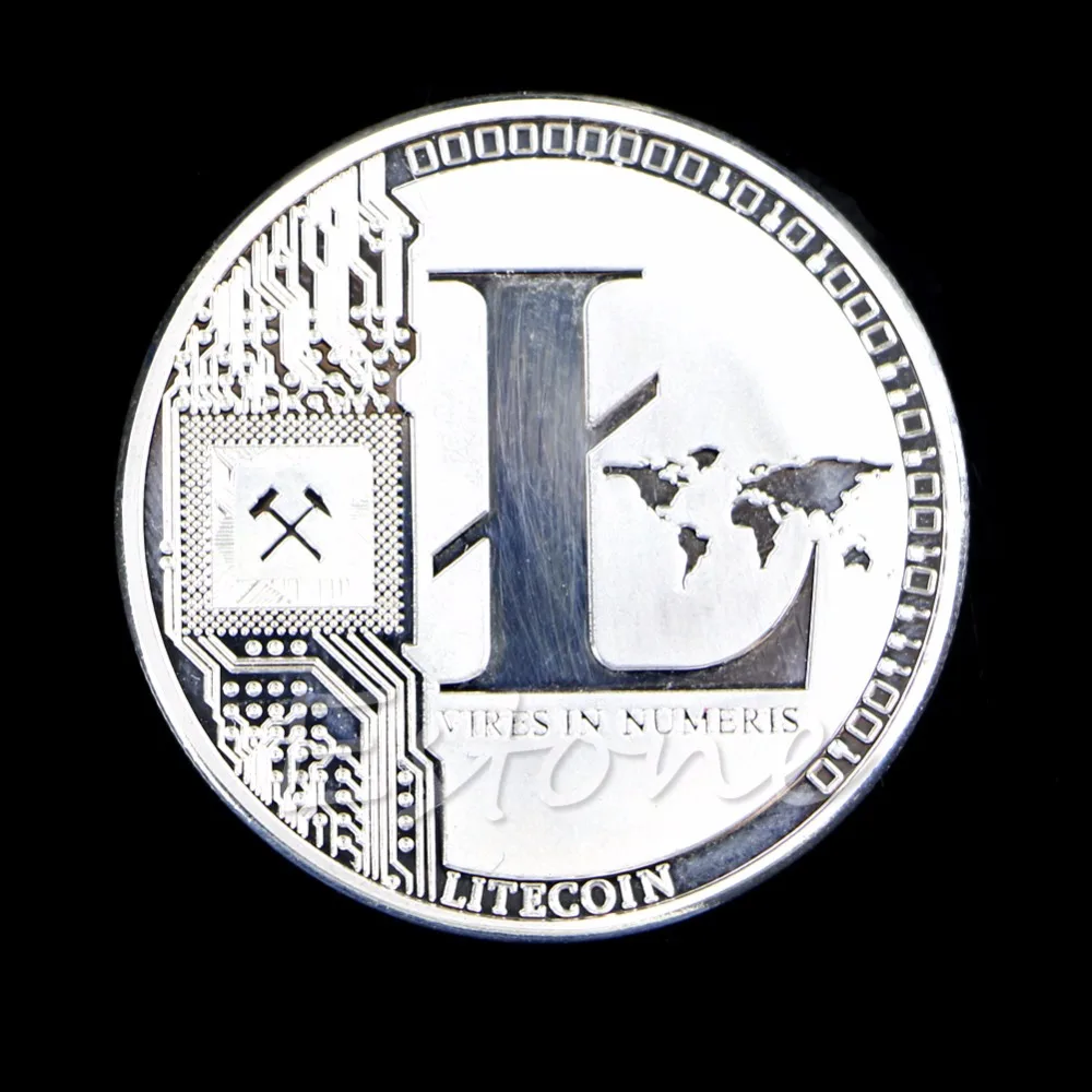 Коллекционная монета 1 унция Посеребренная медальон 25 LTC Litecoin Vires с цифрами