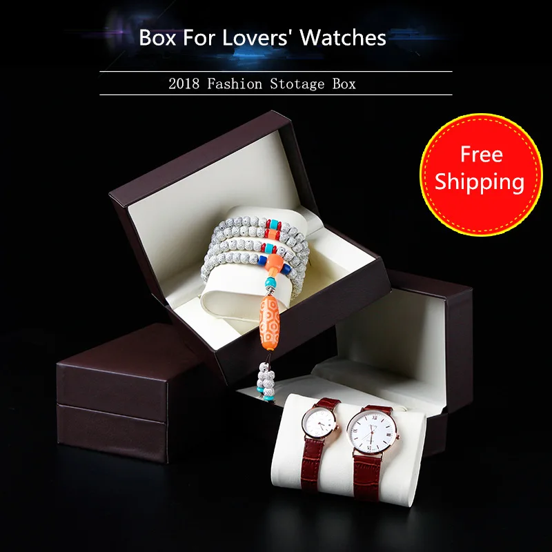 

Fashion PU Leather Watch Box Brown Quanlity Watch Storage Boxes New Jewelry Bracelet Watch Gift Case For Lovers' Watch W010