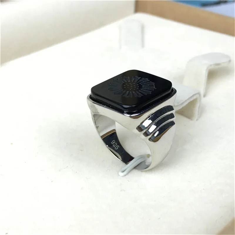High Quality Men's Ring - The Great Gatsby Black Onyx Ring for Men's Jewelry - Silver Color Charm Ring image 2