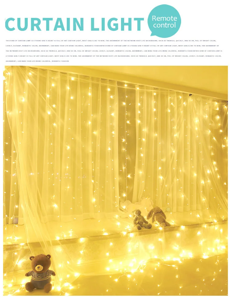 300 LED Garlands Curtain USB Remote Control Fairy Light Xmas String Lights Copper Wire Light Christmas LED Lamp Holiday Wedding