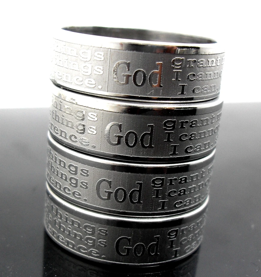 Оптовая продажа 100 шт Выгравированные английские молитвенные библейские кольца