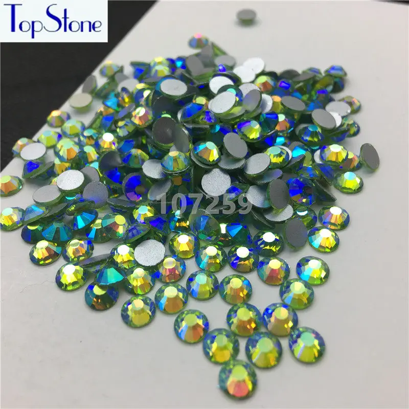 TopStone Peridot AB цветные ss3 ss30 круглые стеклянные хрустальные плоские стразы для