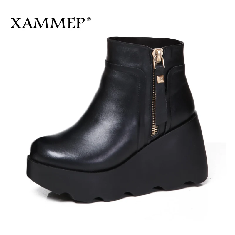 Женские зимние ботинки Xammep из натуральной кожи шерсти Брендовая женская обувь