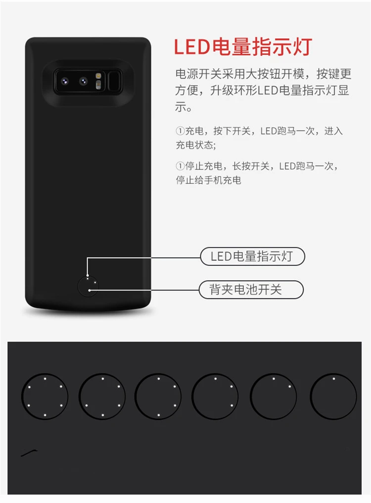 2а Быстрая зарядка для samsung Galaxy Note 8 чехол для аккумулятора 6500 мАч чехол для внешнего зарядного устройства внешний аккумулятор для samsung Note 8 чехол для аккумулятора