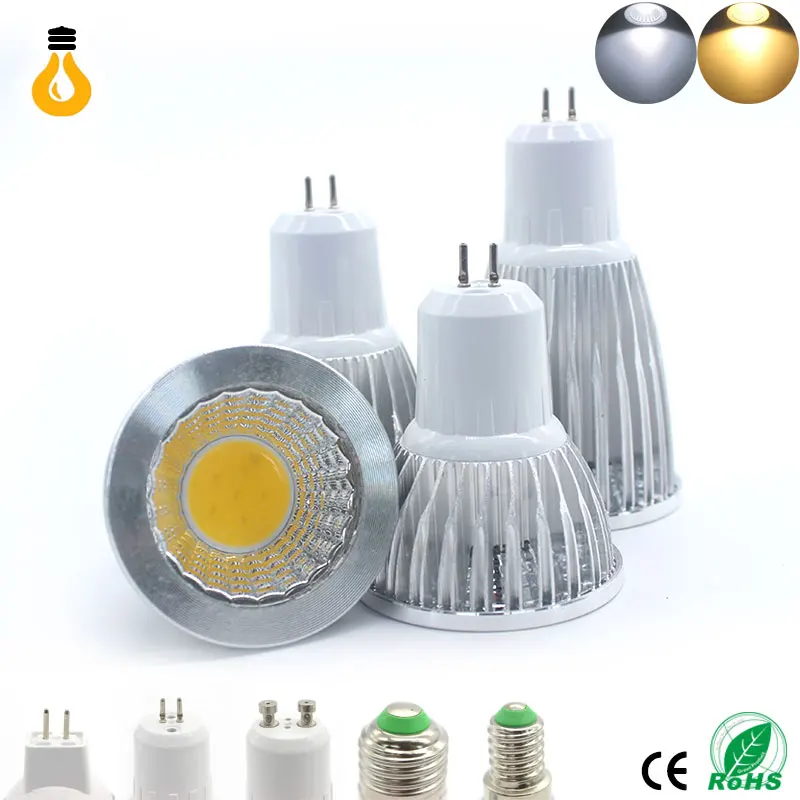 COB Светодиодный прожектор 9 Вт 12 15 светодиодные фонари E27 E14 GU10 GU5.3 220 V MR16 Cob