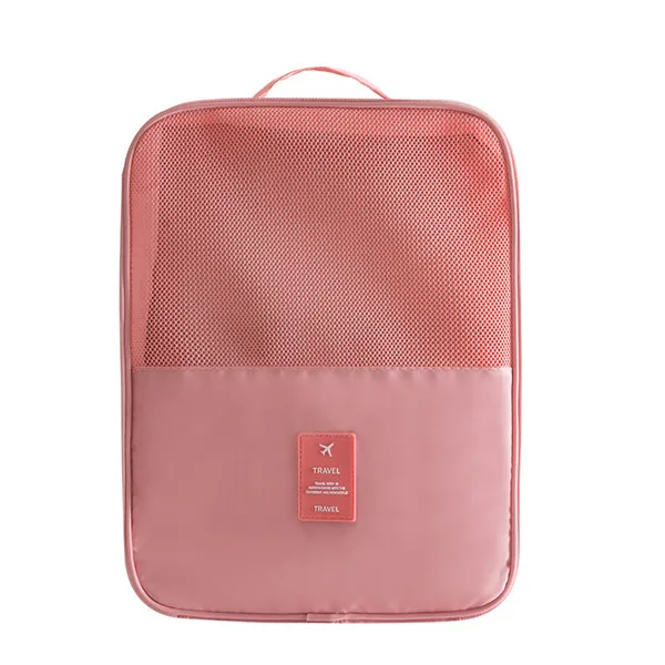Pink B Женская походная сумка для обуви, портативный пылезащитный органайзер для хранения обуви, сумка для багажа, аксессуары, товар, двухслойные деловые сумки для обуви - Цвет: Pink B