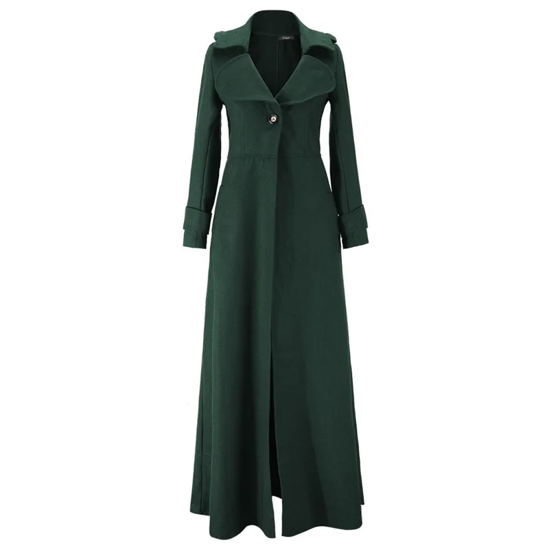 Ink green Зеленое пальто женское, черное, синее, винно-красное, плюс размер, длинное шерстяное пальто, новая осенне-зимняя водолазка, одежда, Feminina JD354 - Цвет: Ink green