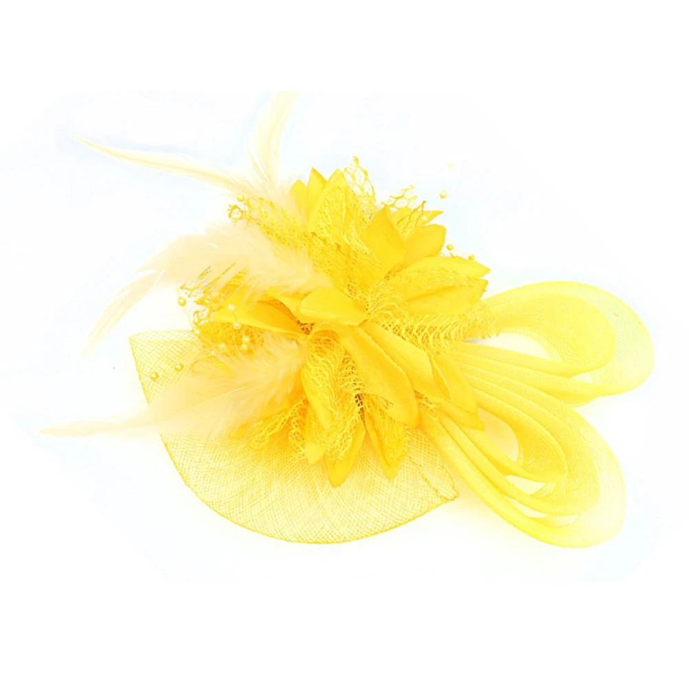 Women's Small hairpin feather hat Yellow | Красота и здоровье