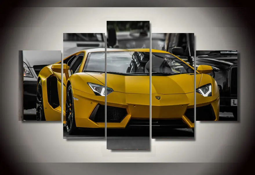 Принт в рамке желтый Lamborghini Спортивная Автомобильная картина Картина Настенная