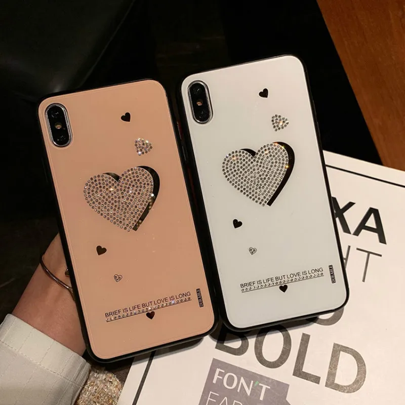 Роскошный чехол POBLU с геометрическим бриллиантом и сердечком для iphone XR XS Max Модный