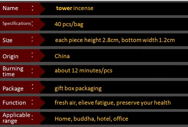 40 шт. натуральные башни благовония Индийские дым травяные цветные конусы башня