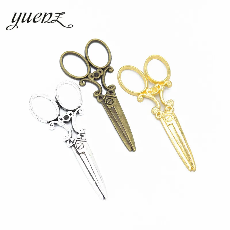 YuenZ 5pcs Metal Charms Antique Silver color Scissors Pendant For Jewelry Findings 60*25mm J199 | Украшения и аксессуары
