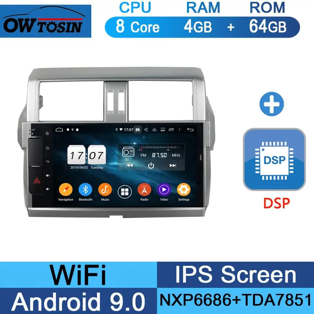 64G DSP 10," ips Android 9,0 8 Core 4G+ 64G Автомобильный мультимедийный dvd-плеер для Toyota Prado LC150 150 Land Cruiser 2013- DSP CarPlay радио - Цвет: 64G DSP