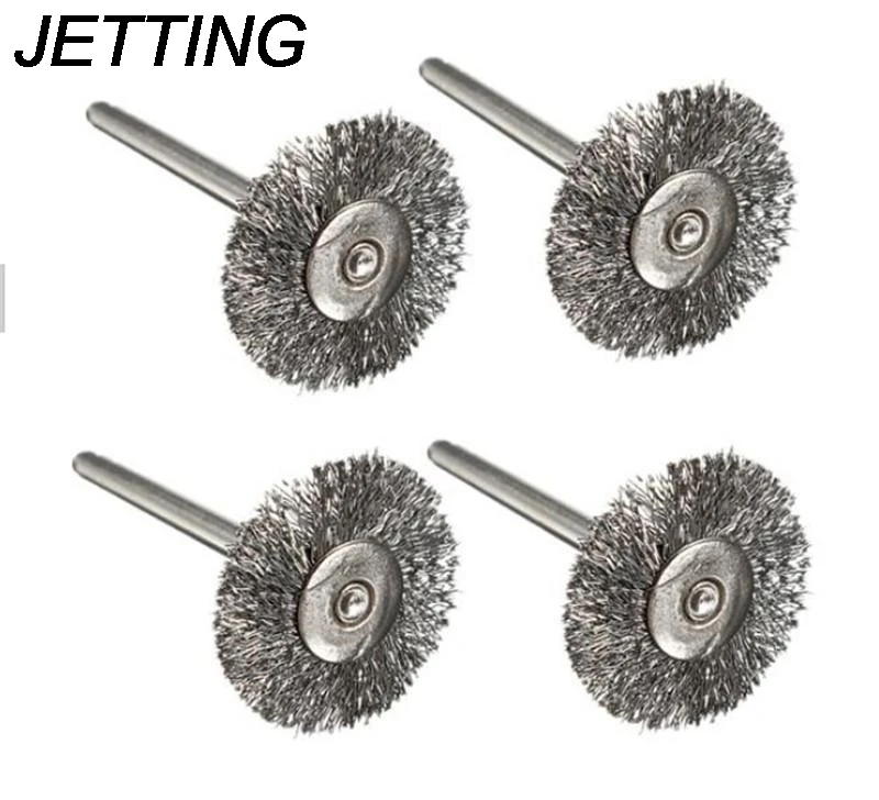 JETTING 10pcs/lot T-Shape Mini Steel Wire Wheel Brushes Cleaning Practical Abrasive Tools Clean For Rotary Tools