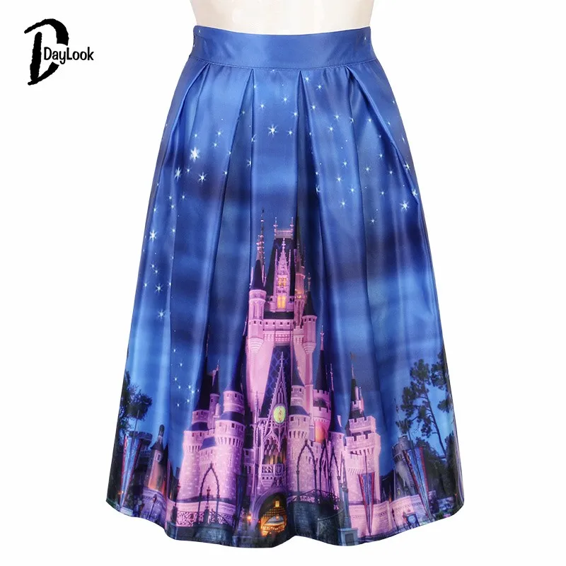 DayLook Летний стиль Для женщин бальное платье плиссе Конькобежец Юбка замок 3D миди