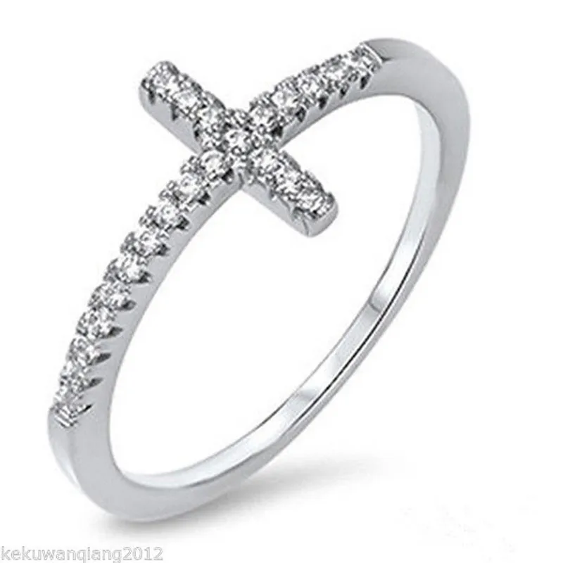 jz0484 Изысканное серебряное кольцо для женщин, кольцо с христианским крестом вечности, новые модные вечерние ювелирные изделия, подарки - Цвет основного камня: jz0484