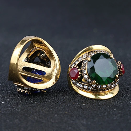 Для женщин Высококлассные Ретро Стиль круглый Стекло горный хрусталь кольцо