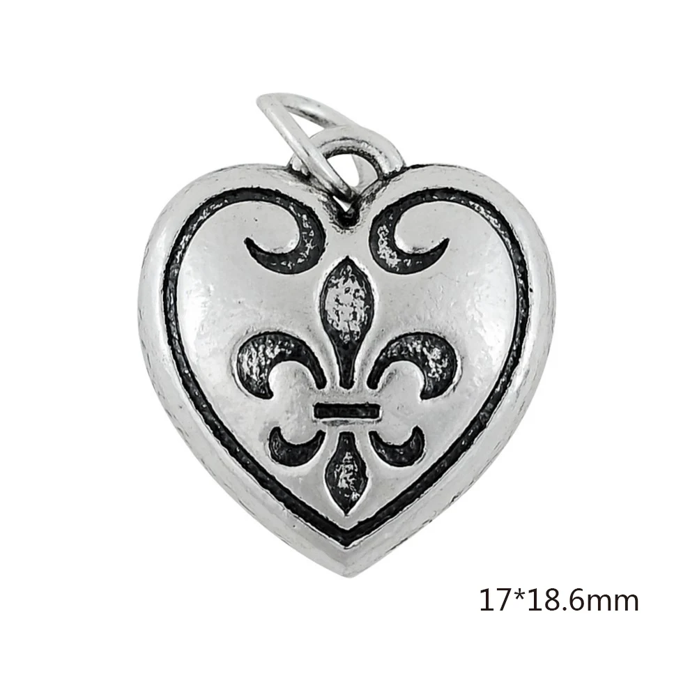 Подвески ручной работы в виде серебряного сердца для изготовления ювелирных